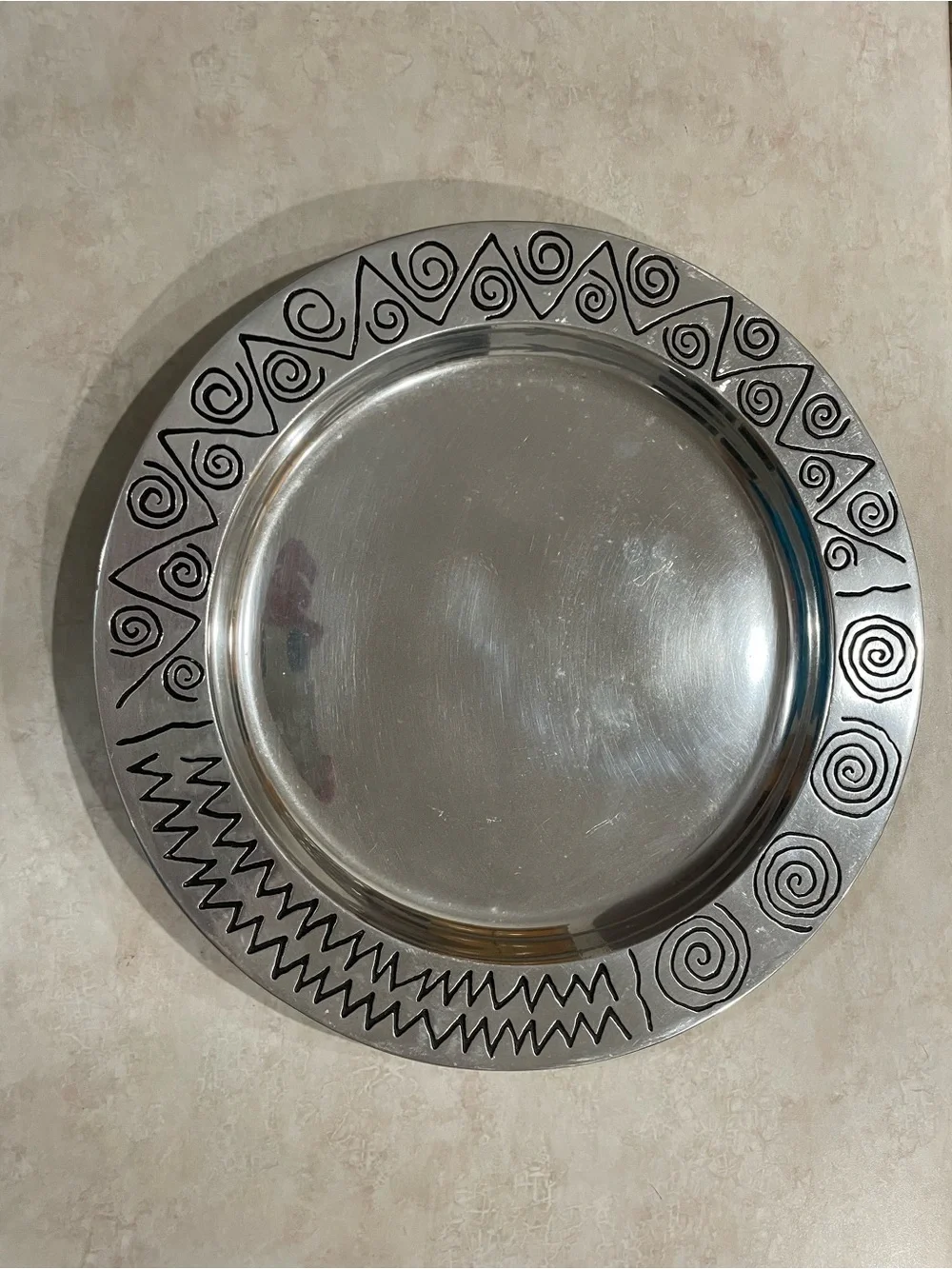 Vintage Wilton Armetale Pewter Reggage Large Round Serving Platter
